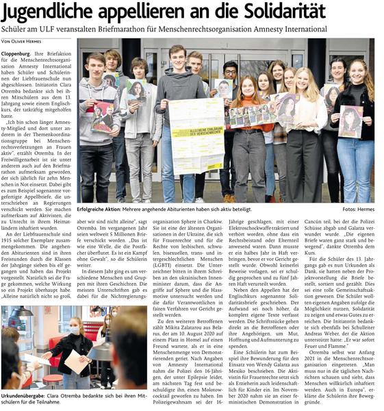 Münsterländische Tageszeitung vom 20.02.2019 BuergerstiftungCloppenburg