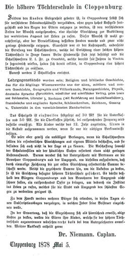 Artikel zur geplanten Gründung (1878)
